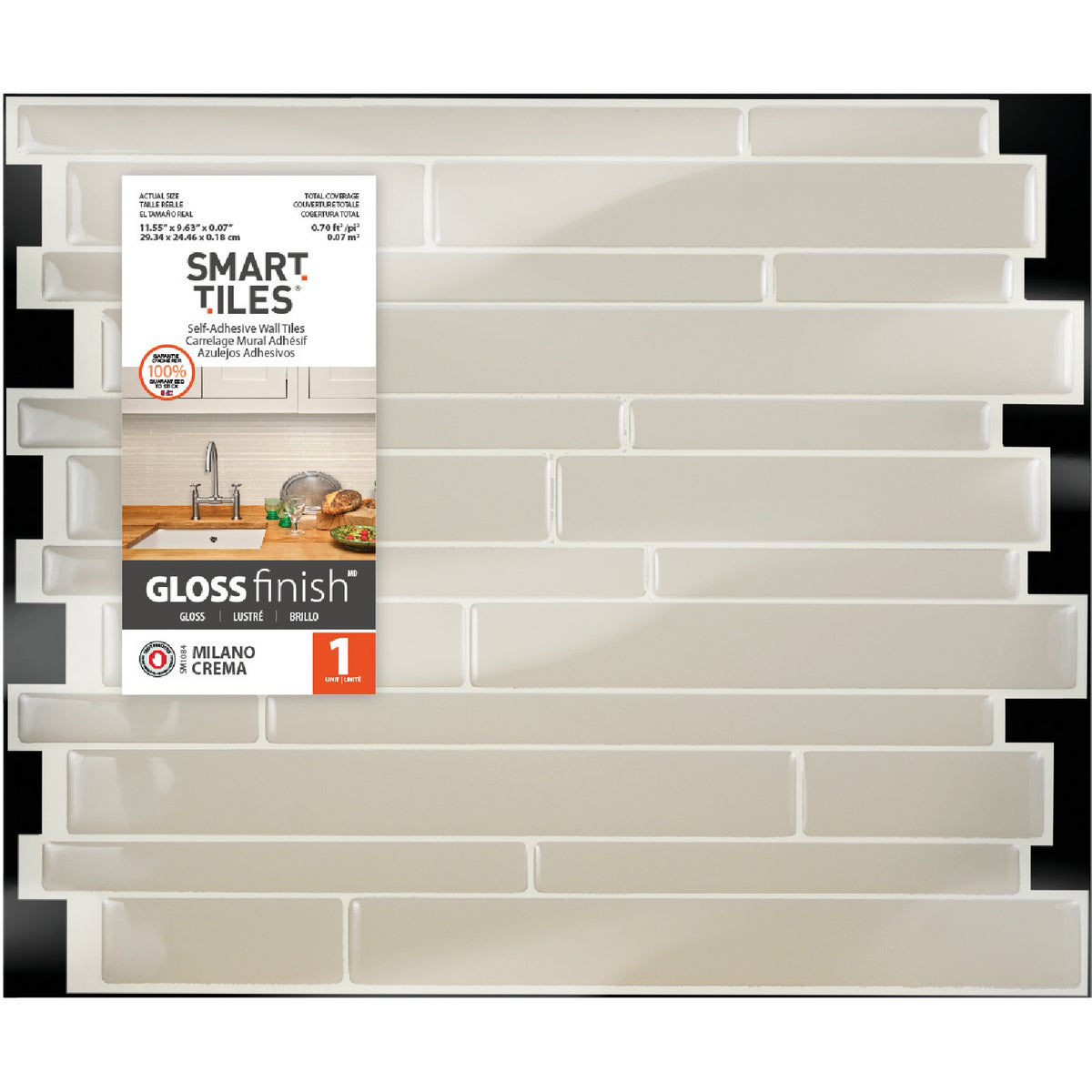 Smart Tiles Approx. 9 In. x 11 In.. Glass-Like Vinyl Backsplash