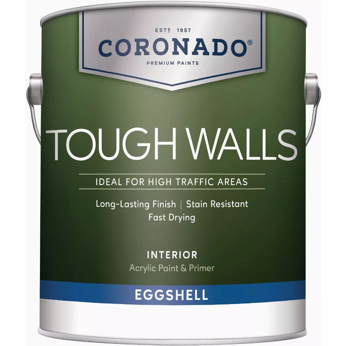 Coronado Tough Walls Acrylic Eggshell Interior Paint & Primer, White, 1 Gal.