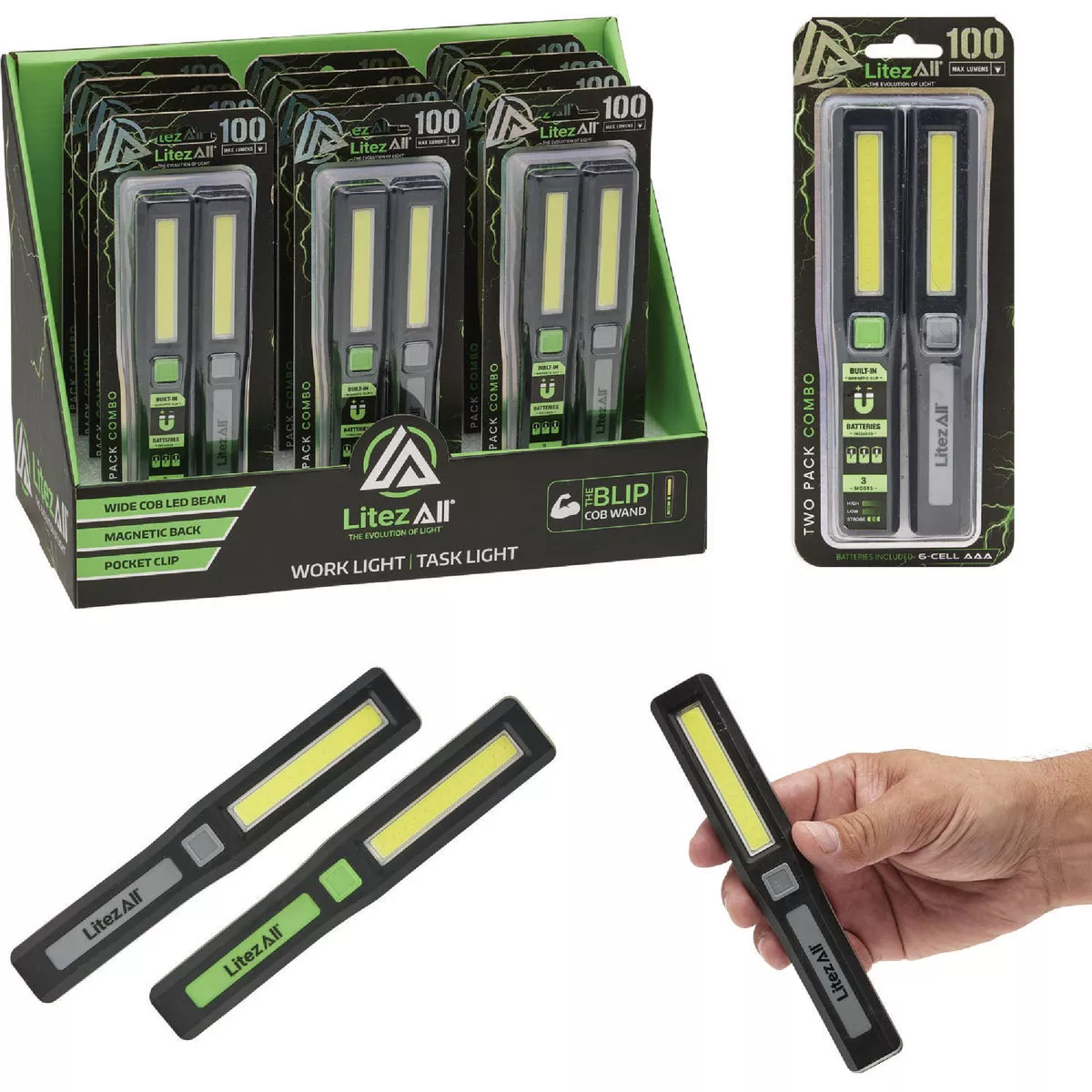 LitezAll Blip 100 Lm. COB LED Work Light (2-Pack)