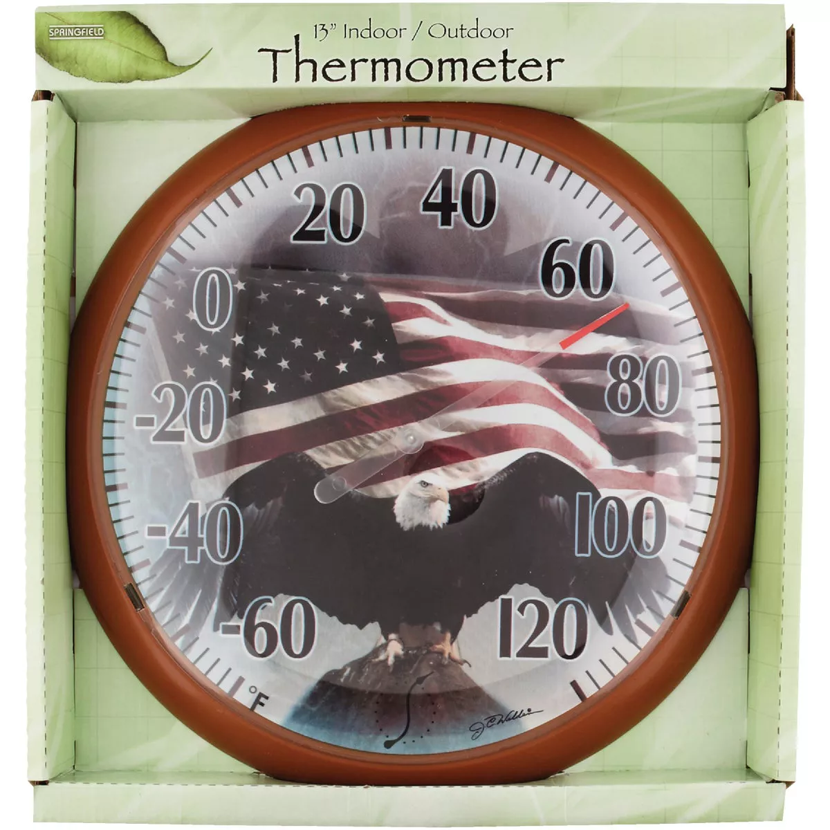 Taylor SpringField 13-1/4" Dia Plastic Dial Flag Indoor & Outdoor Thermometer - photo 3