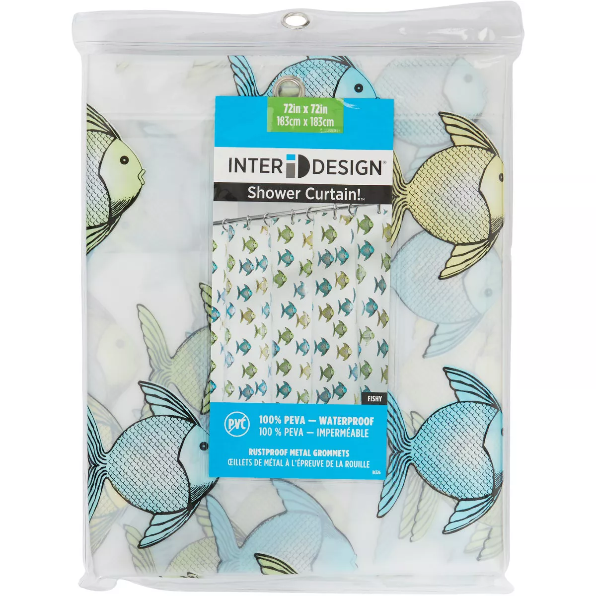 iDesign York Graphic 72 In. x 72 In. Blue/Green Fish Eva Shower Curtain - photo 2