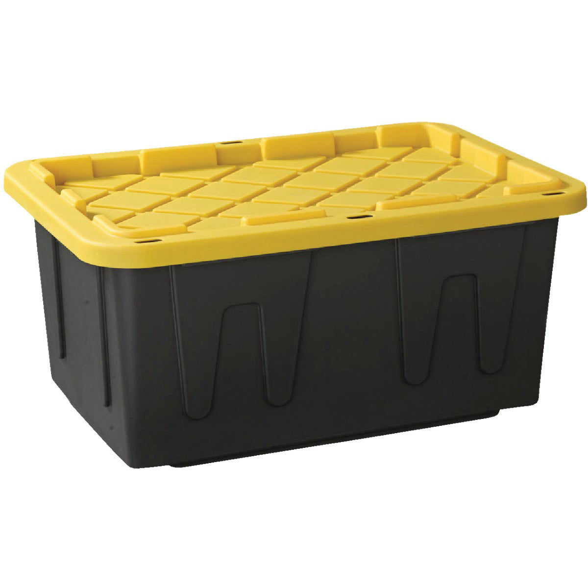 Durabilt 27 Gallon Durable Plastic Storage Tote, Black and Yellow