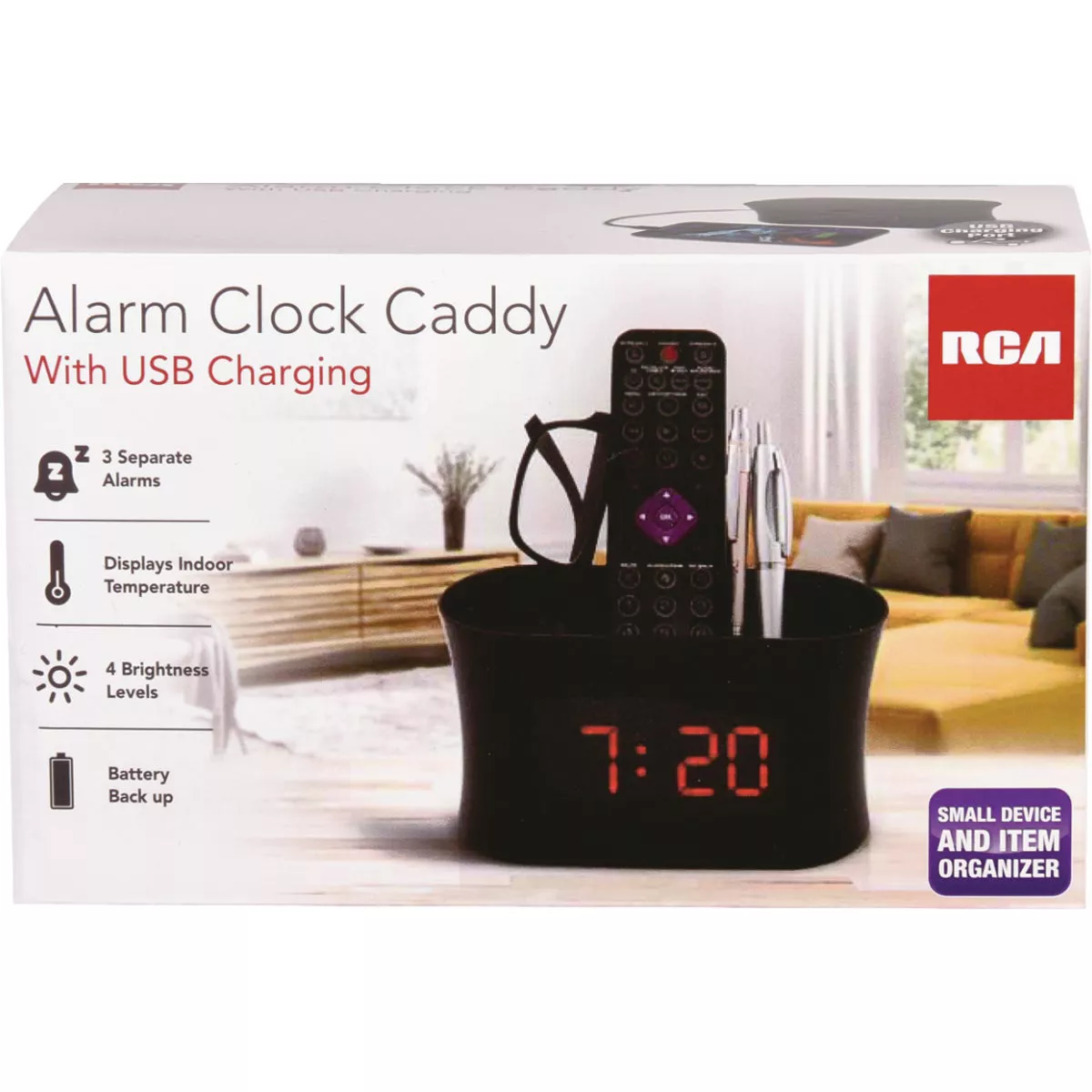 RCA USB Alarm Clock with Storage Caddy - photo 5