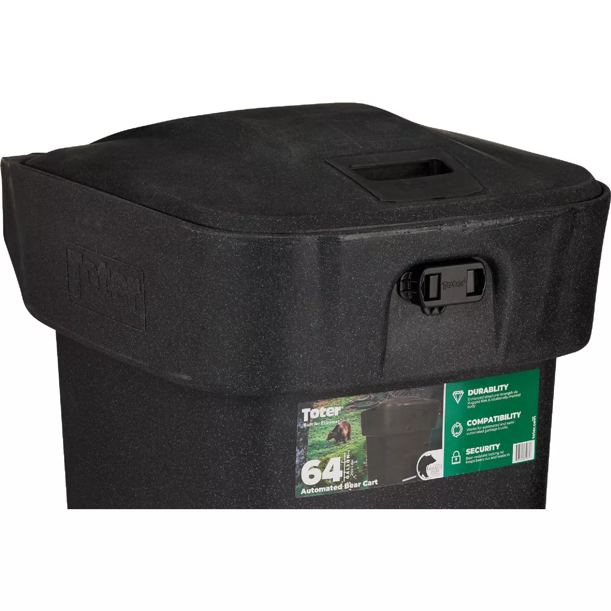 Toter 64 Gal. 2-Wheel Bear Tight Commercial Trash Can - photo 2