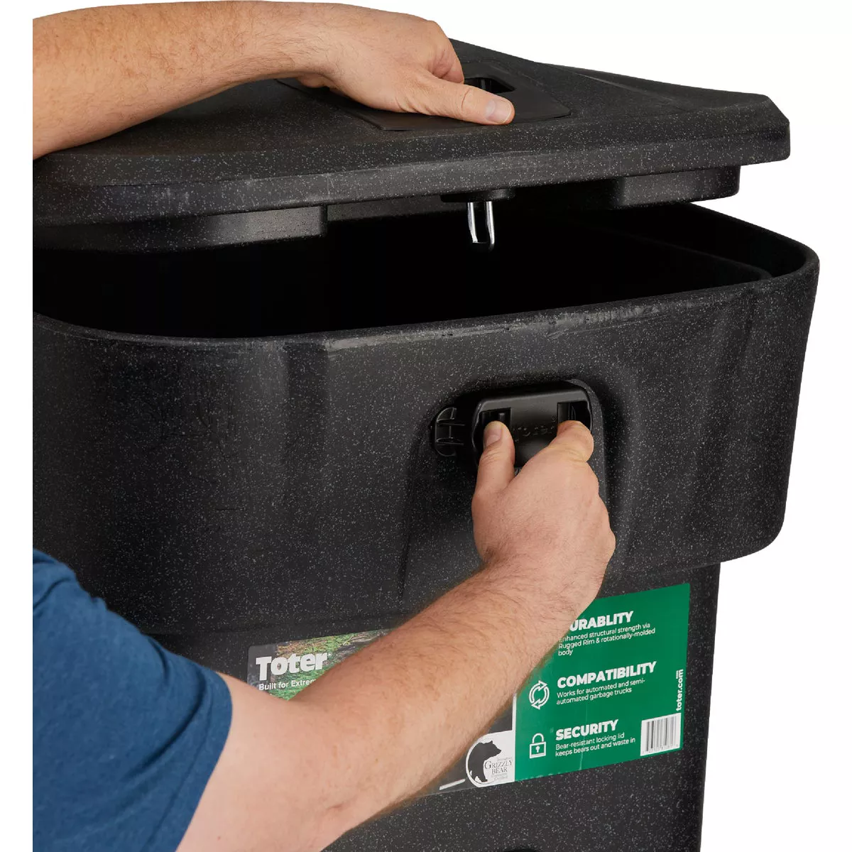 Toter 64 Gal. 2-Wheel Bear Tight Commercial Trash Can - photo 3
