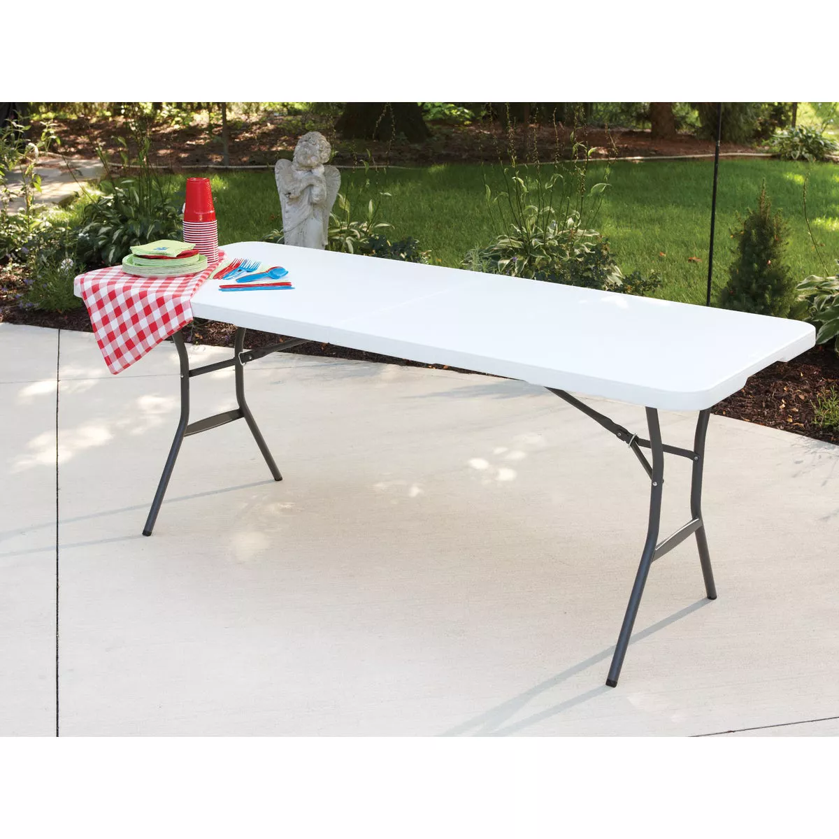 Lifetime 6 Ft. x 30 In. White Granite Light Commercial Fold-In-Half Table - photo 4