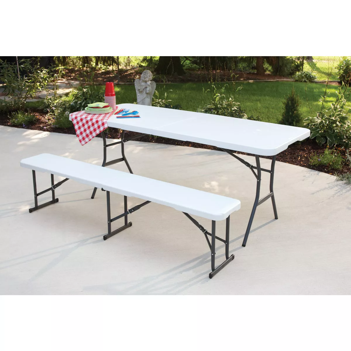 Lifetime 6 Ft. x 30 In. White Granite Light Commercial Fold-In-Half Table - photo 5