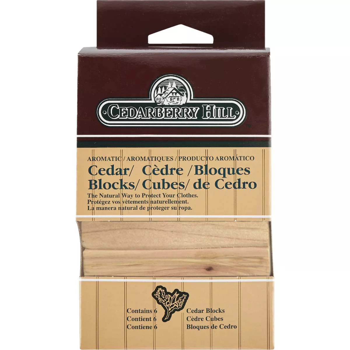 CedarSafe Cedarberry Hill Aromatic Cedar 3 In. W. x 2.125 In. H. x .69 In. D. Cedar Blocks (6-Pack)