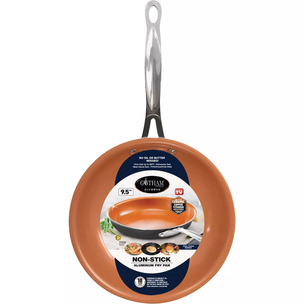 Gotham Steel 9.5 In. Copper Ceramic Non-Stick Fry Pan