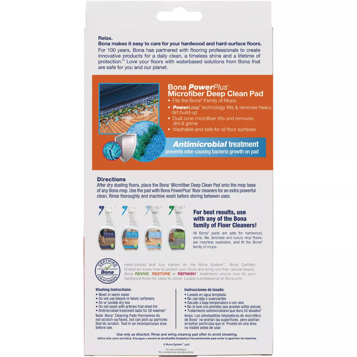 Bona PowerPlus 4 In. W. x 15 In. L. Microfiber Pad Mop Refill - photo 2