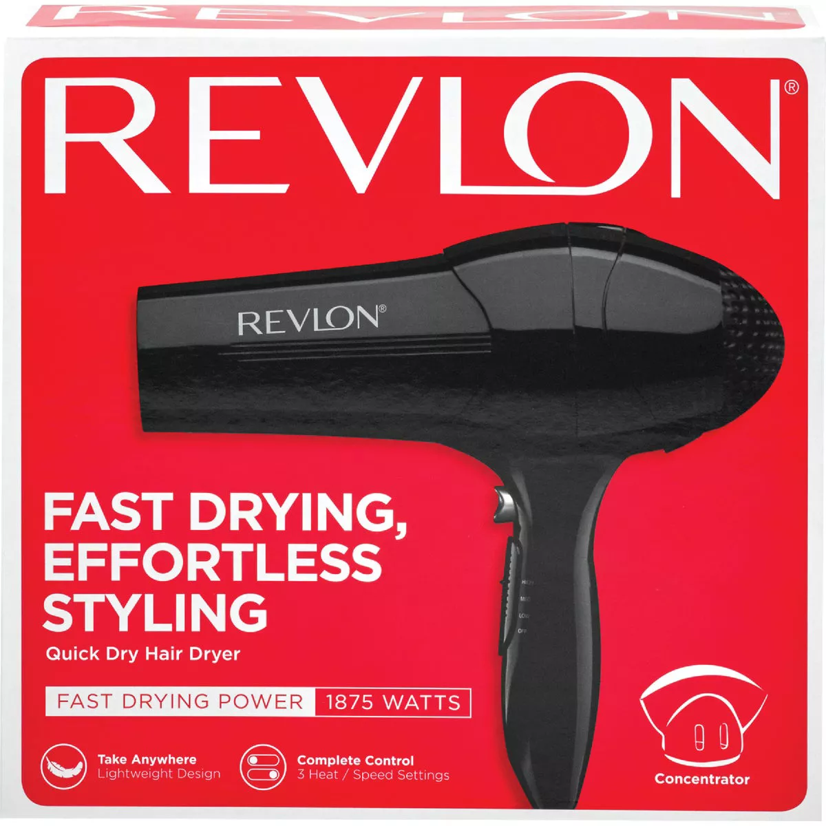 Revlon Essentials 1875W Black 3 Heat Quick Dry Hair Dryer - photo 2