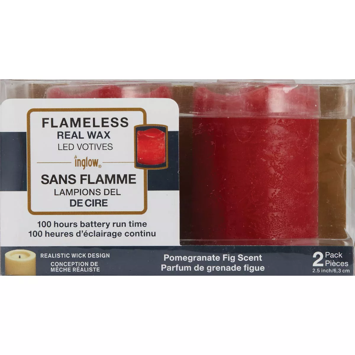 Inglow 2.5 In. H. x 2.5 In. Dia. Currant Rustic Wax Votive Flameless Candle (2-Pack) - photo 2