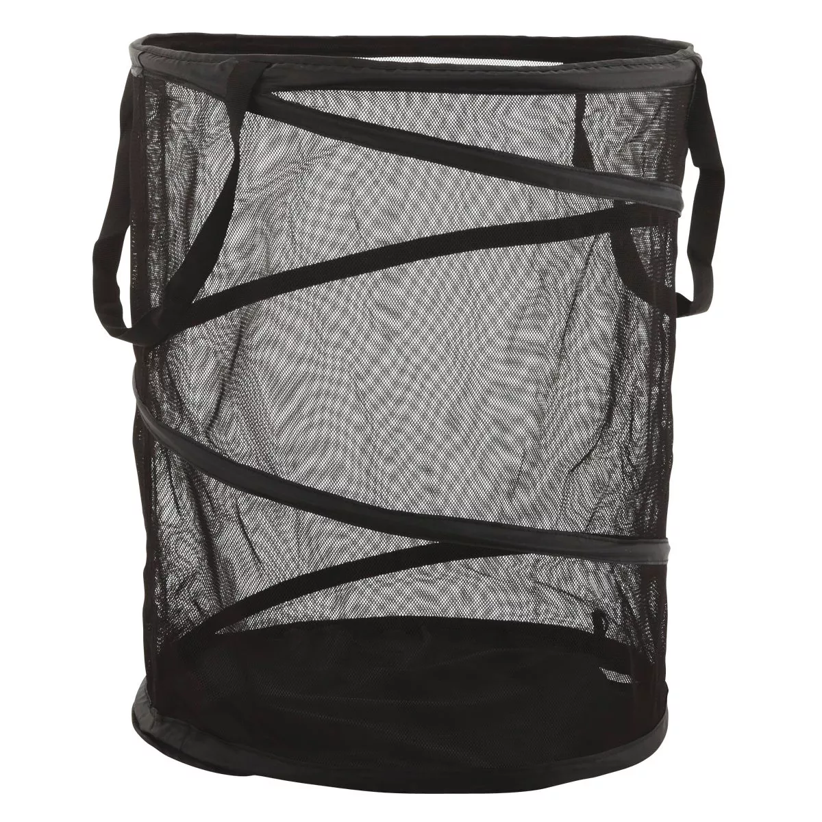 Honey Can Do 23 In. x 18-1/2 In. Dia. Black Mesh Pop Open Hamper