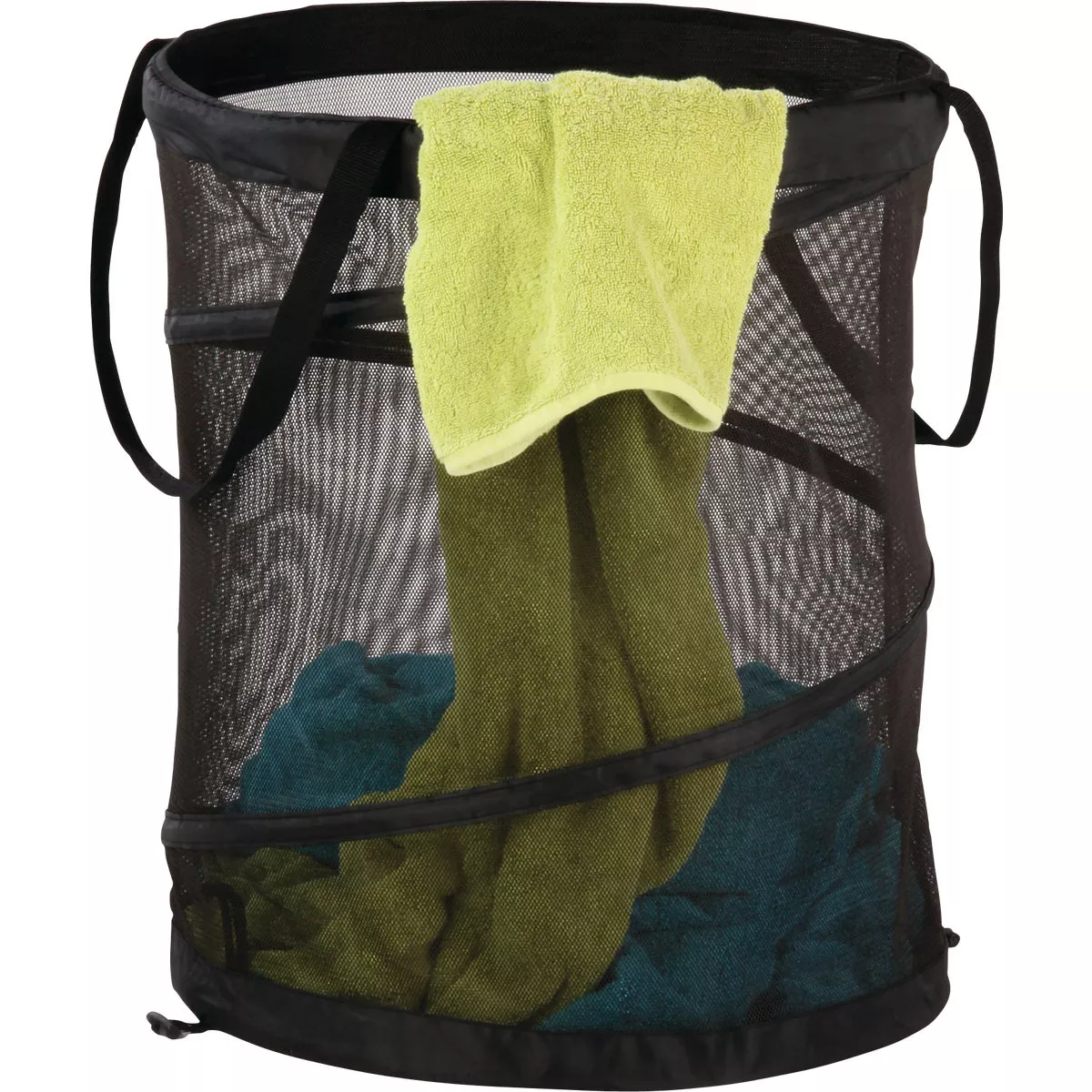 Honey Can Do 23 In. x 18-1/2 In. Dia. Black Mesh Pop Open Hamper - photo 4