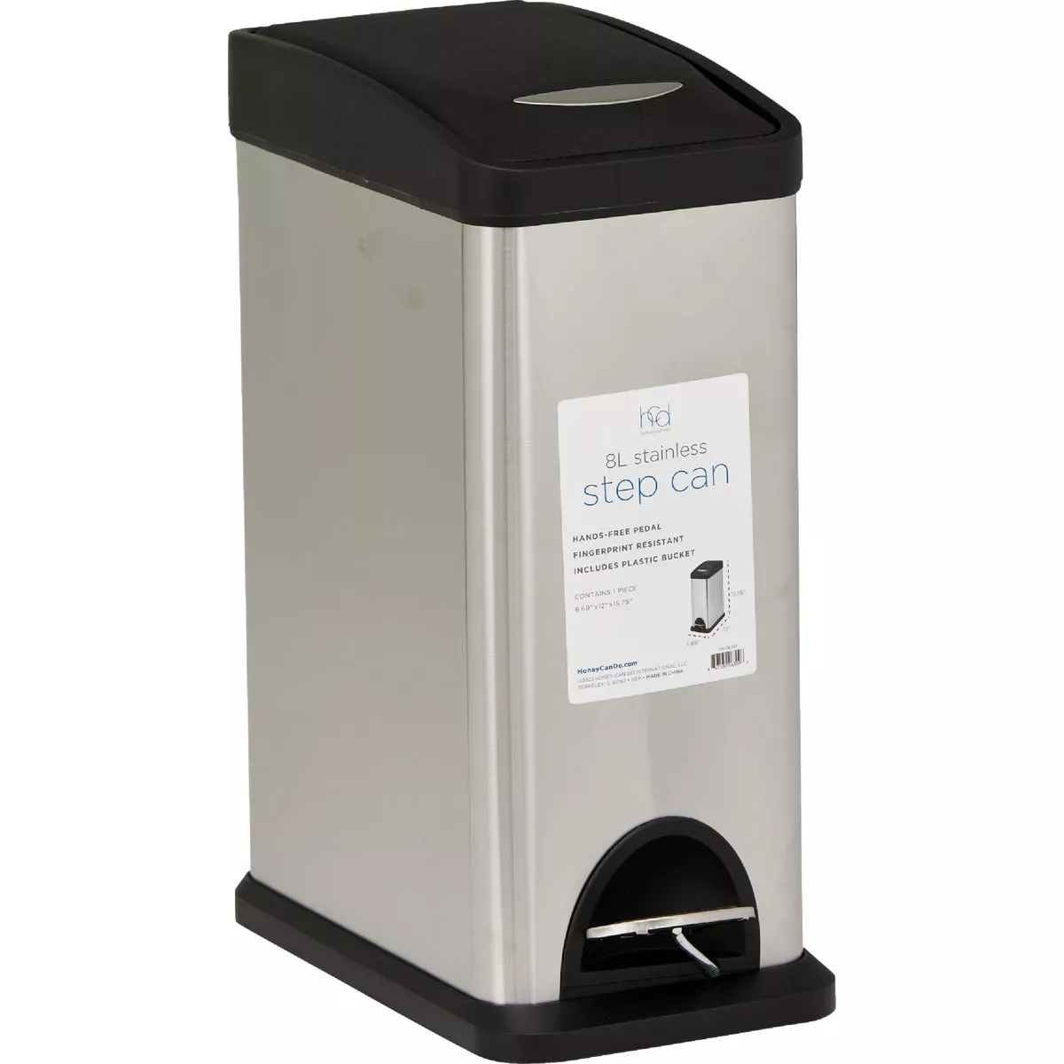Ninestars 2.6 Gal. Slim Brushed Stainless Steel Pedal Trash Can - photo 2