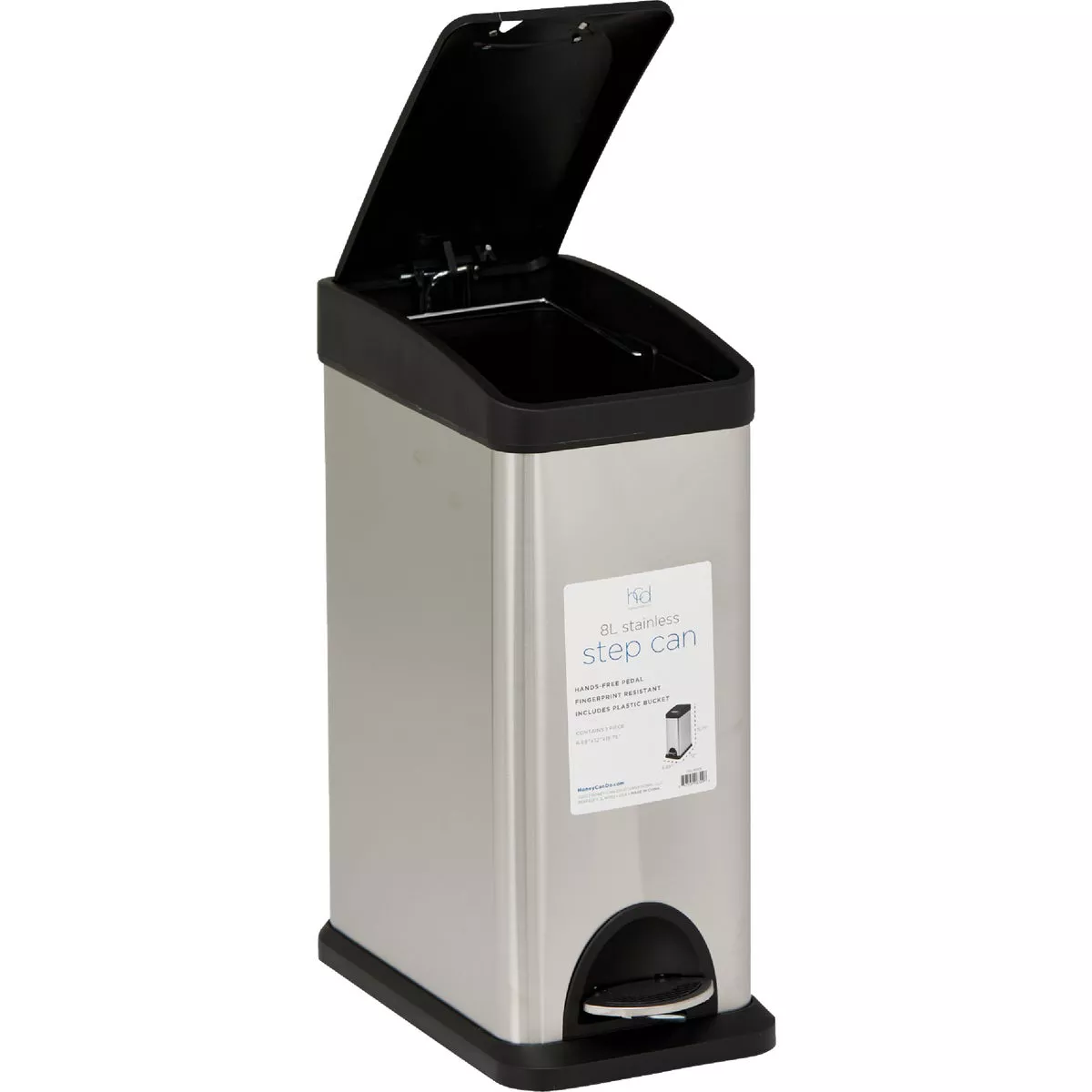 Ninestars 2.6 Gal. Slim Brushed Stainless Steel Pedal Trash Can - photo 3