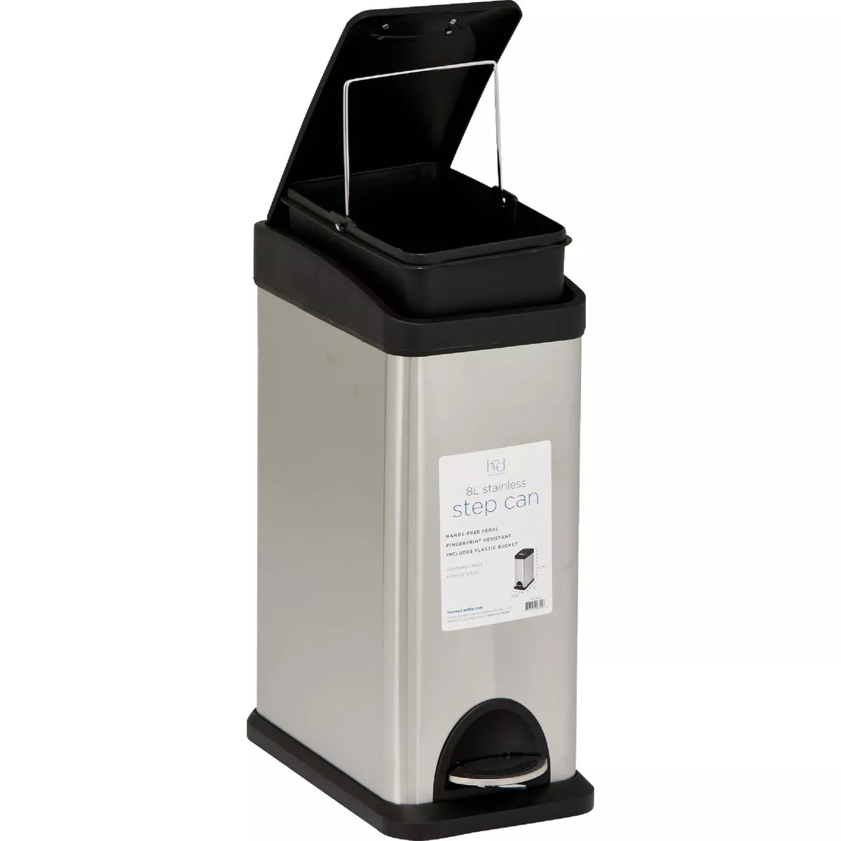 Ninestars 2.6 Gal. Slim Brushed Stainless Steel Pedal Trash Can - photo 4