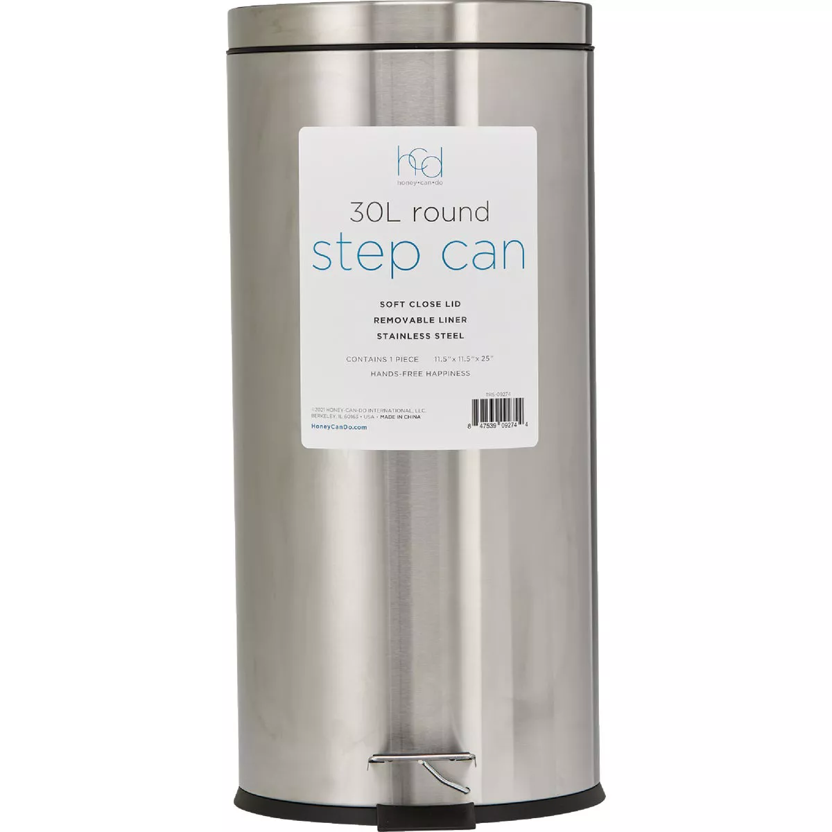 Honey Can Do 8 Gal. Stainless Steel Step-On Wastebasket - photo 3