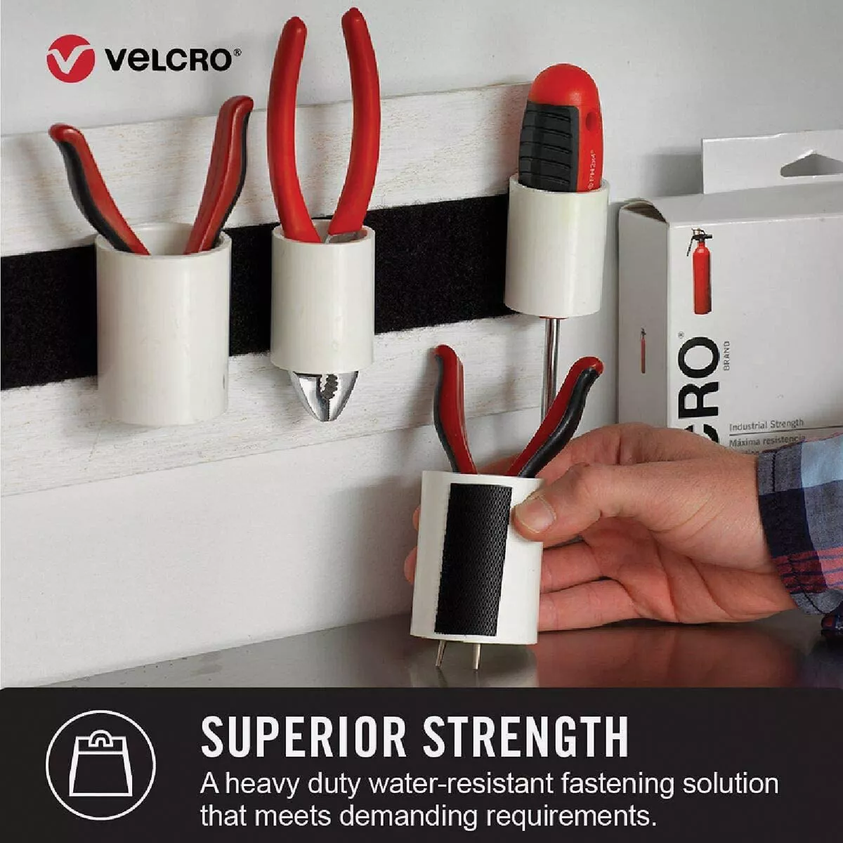 VELCRO Brand 2 In. x 4 In. White Industrial Strength Hook & Loop Strip (2 Ct.) - photo 2
