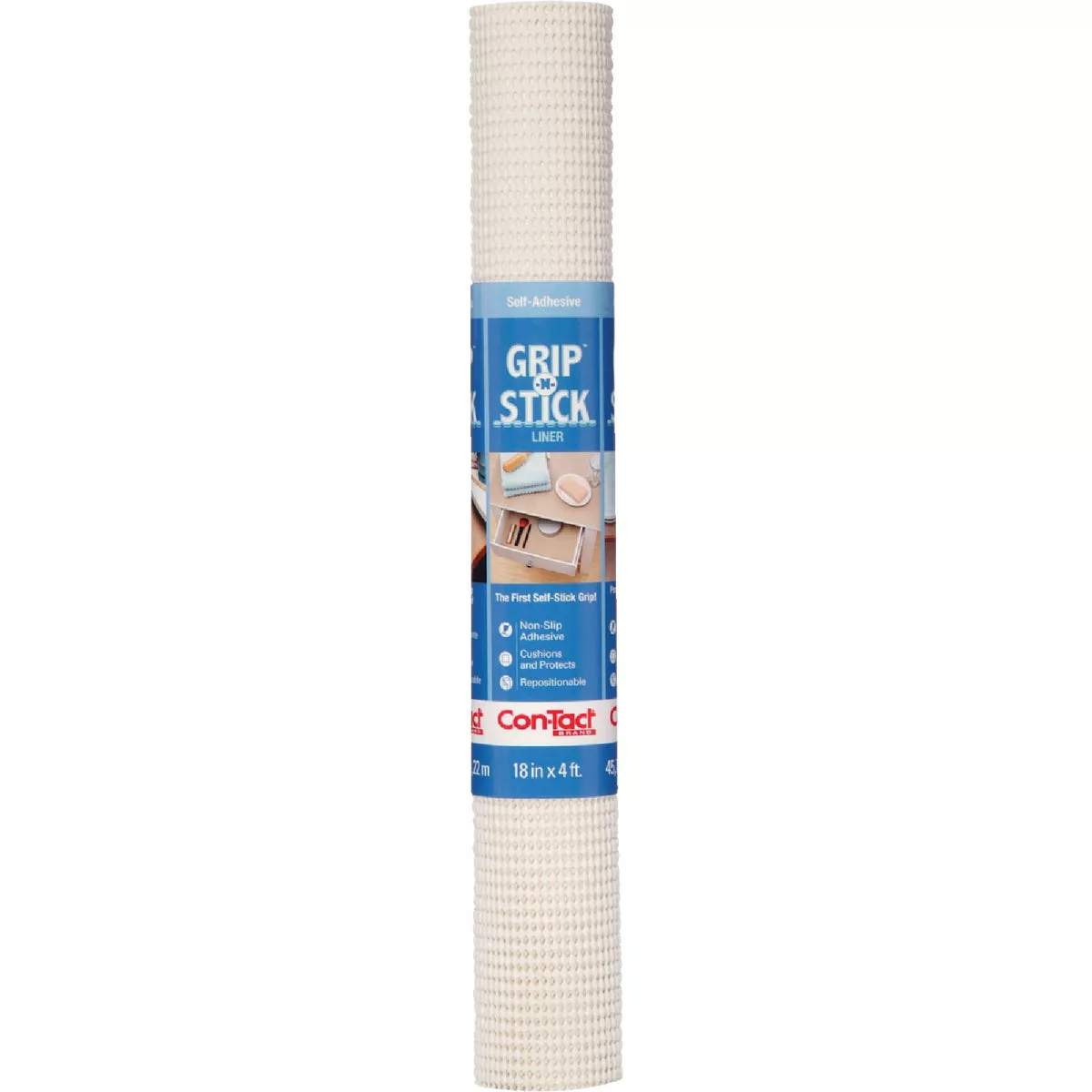 Con-Tact Grip-N-Stick 18 In. x 4 Ft. White Self-Adhesive Shelf Liner