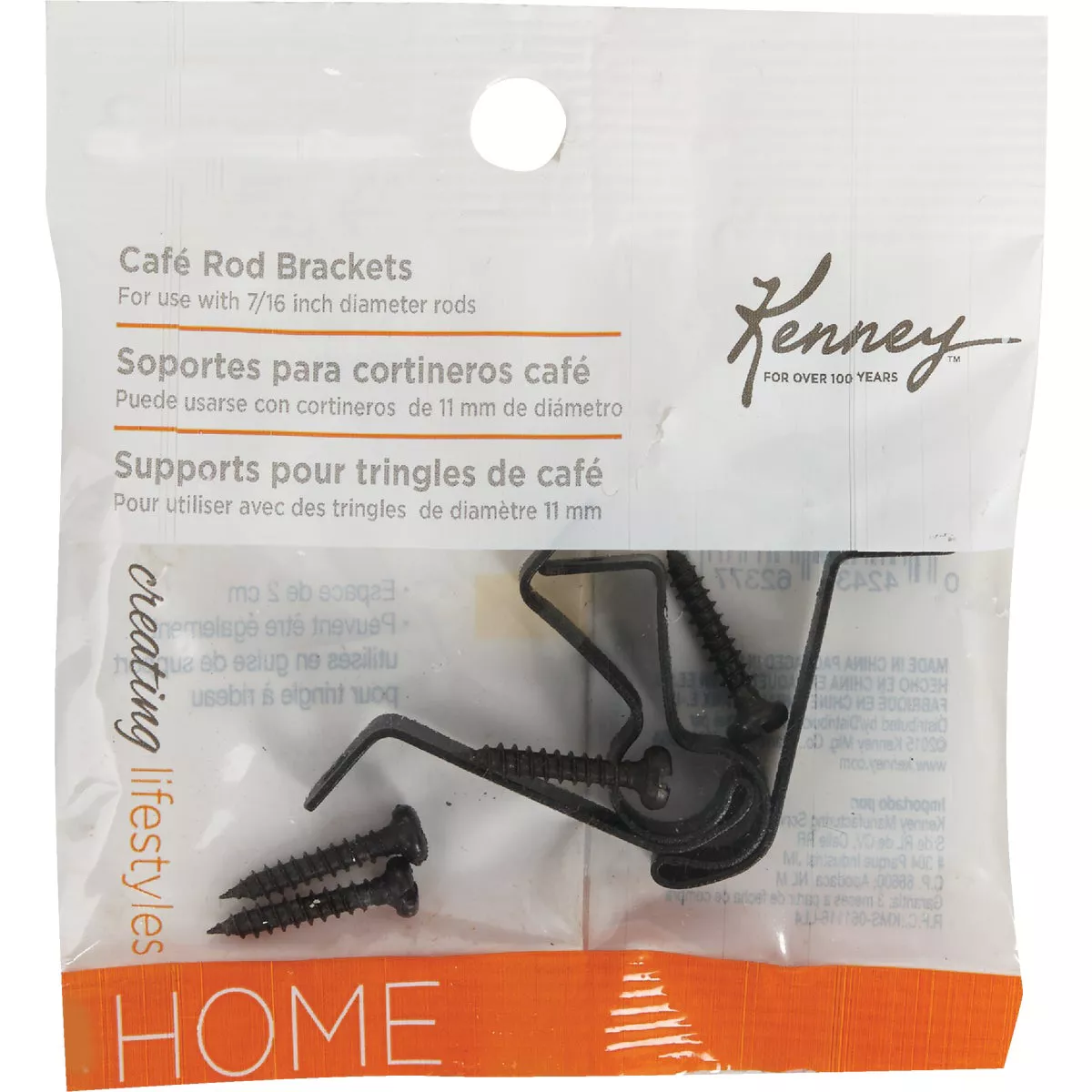 Kenney Black 7/16 In. Cafe Rod Bracket (2-Pack) - photo 2