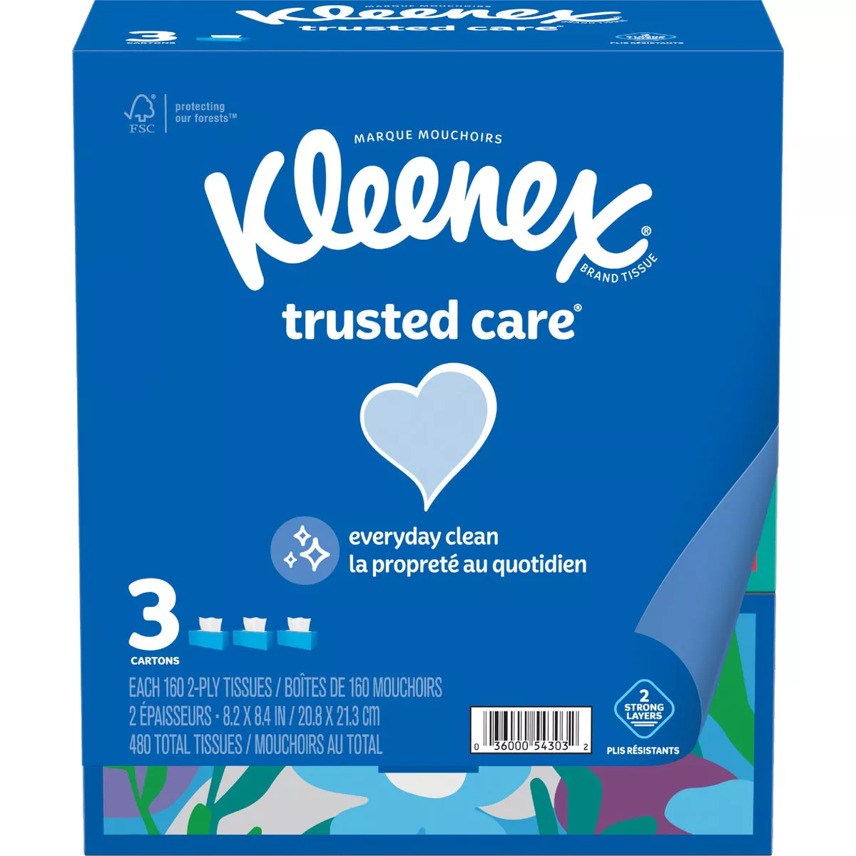 Kleenex Trusted Care 160 Count 2-Ply White Facial Tissue (3-Pack) - photo 2
