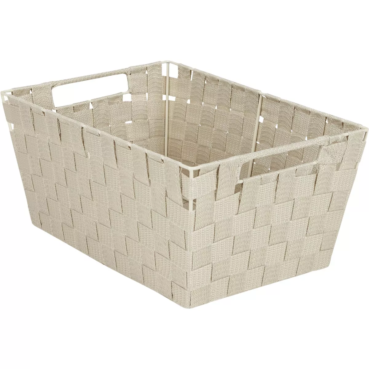 Home Impressions 10 In. W. x 6.75 In. H. x 14 In. L. Woven Storage Basket with Handles, Beige