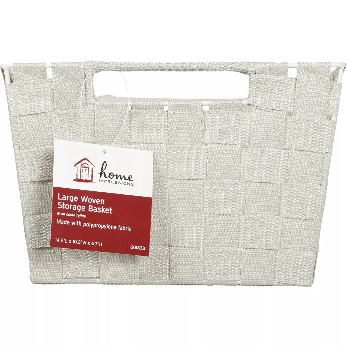 Home Impressions 10 In. W. x 6.75 In. H. x 14 In. L. Woven Storage Basket with Handles, Beige - photo 2