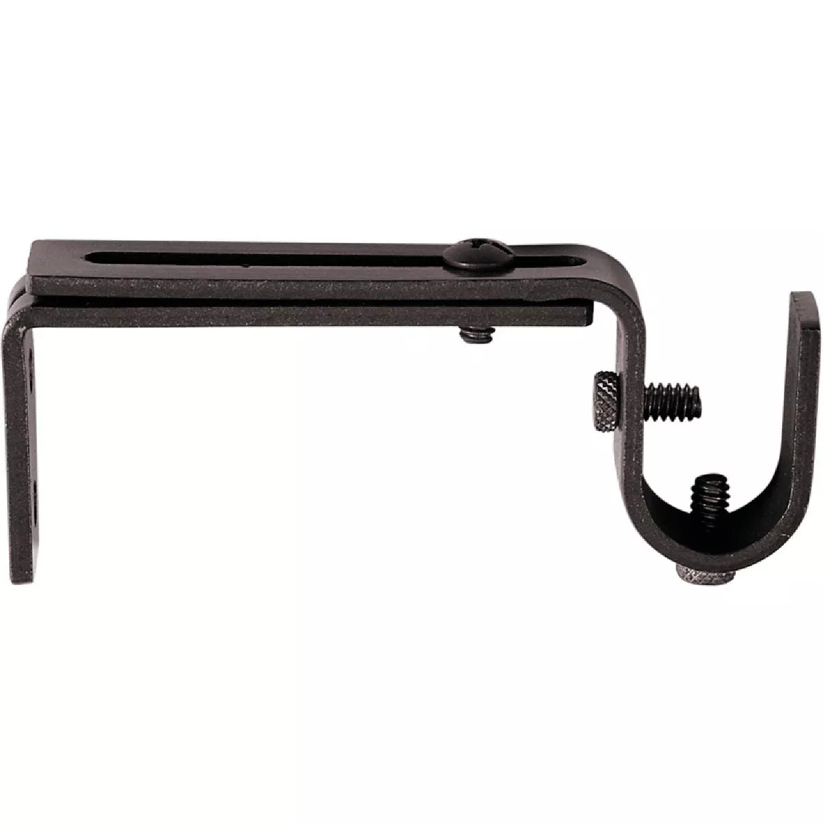Kenney Adjustable Single Black Curtain Rod Bracket (2-Pack)