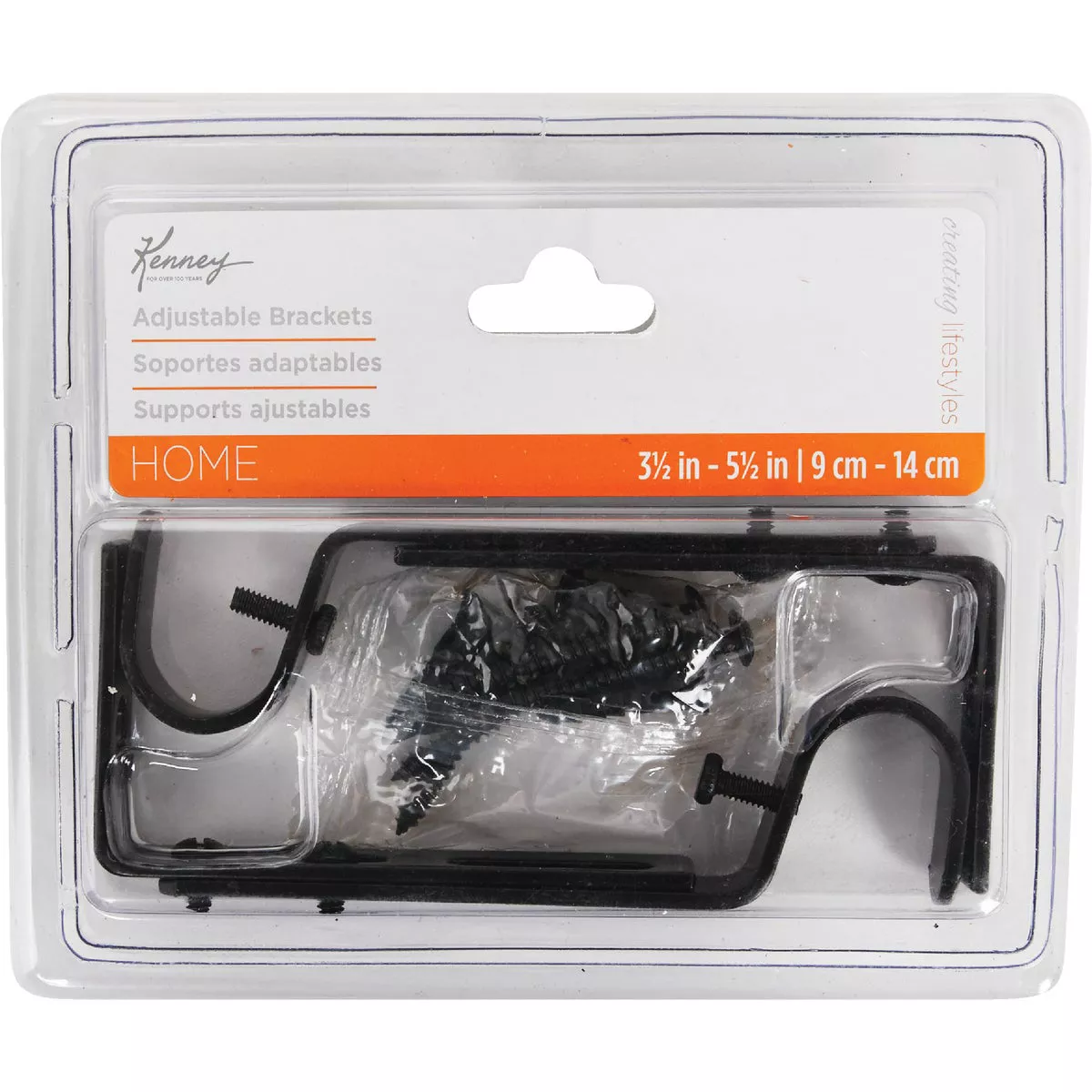 Kenney Adjustable Single Black Curtain Rod Bracket (2-Pack) - photo 2