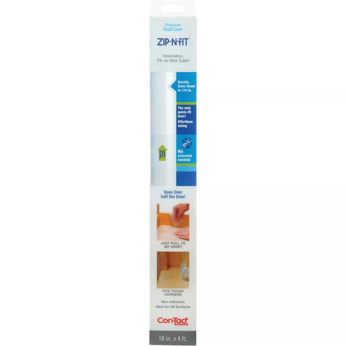 Con-Tact Zip-N-Fit 18 In. x 4 Ft. Clear Non-Adhesive Shelf Liner - photo 2