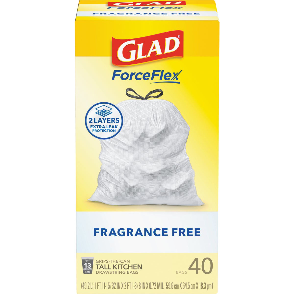 Glad 13 Gal. Tall Kitchen White Reinforced Strength Trash Bag (45Count