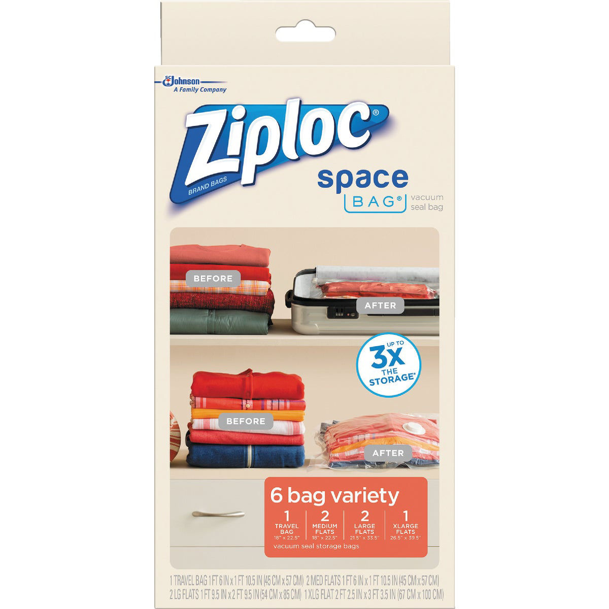 Ziploc Space Bag Vacuum Seal Variety Combo Storage Bag (6 Count)