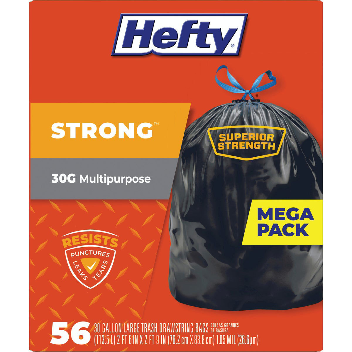 Hefty Strong 30 Gal. Large Black Trash Bag (56-Count) | Do it Best