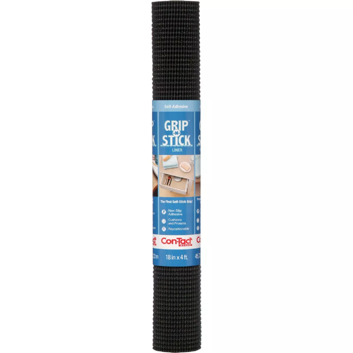 Con-Tact Grip-N-Stick 18 In. x 4 Ft. Black Self-Adhesive Shelf Liner