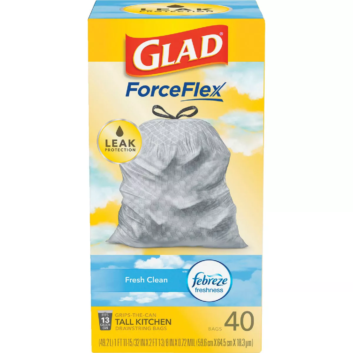 Glad Febreze 13 Gal. Fresh Scent Tall Kitchen White Trash Bag (40-Count) - photo 5