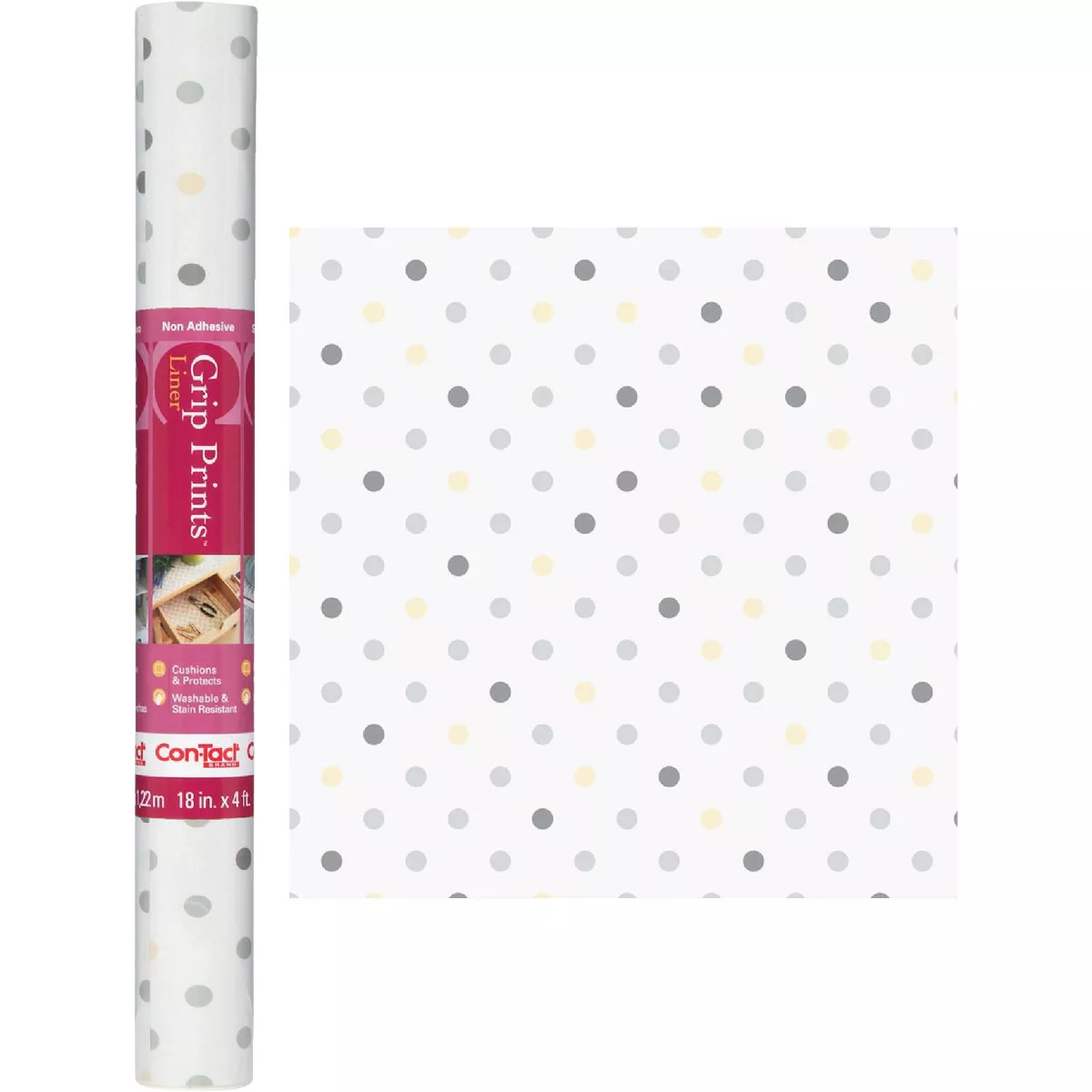 Con-Tact Grip Print 18 In. x 4 Ft. Dottie Gray Non-Adhesive Shelf Liner