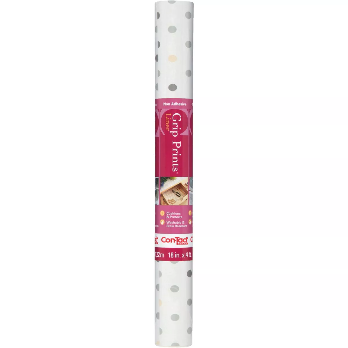Con-Tact Grip Print 18 In. x 4 Ft. Dottie Gray Non-Adhesive Shelf Liner - photo 2
