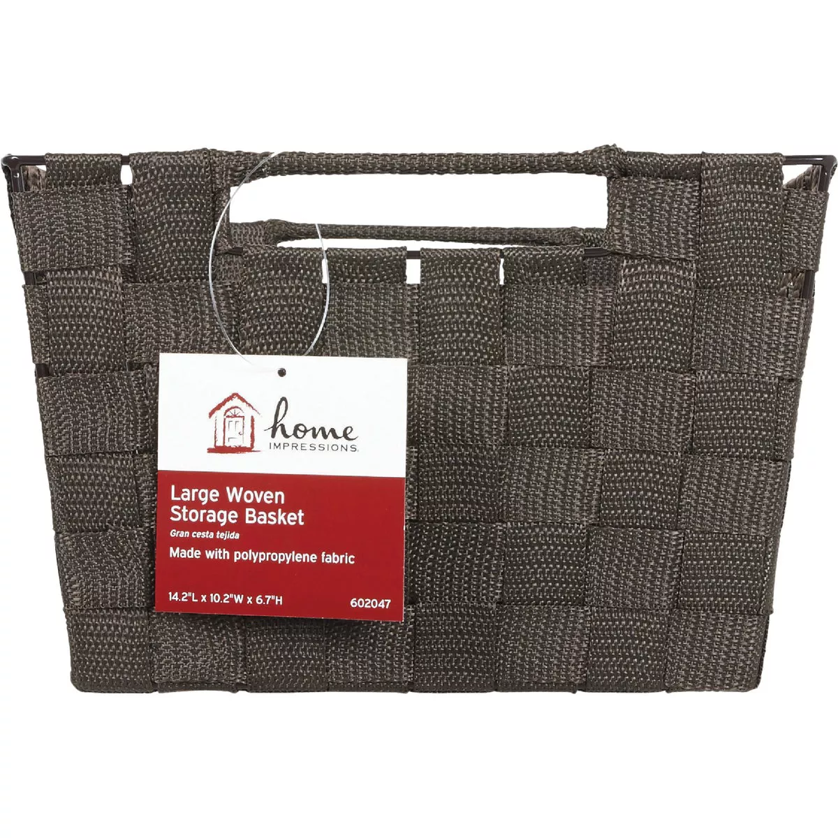 Home Impressions 10 In. W. x 6.75 In. H. x 14 In. L. Woven Storage Basket with Handles, Brown - photo 2