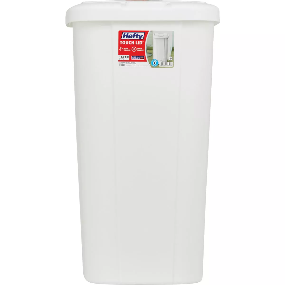 Hefty 13 Gal. White Wastebasket with Lid - photo 3