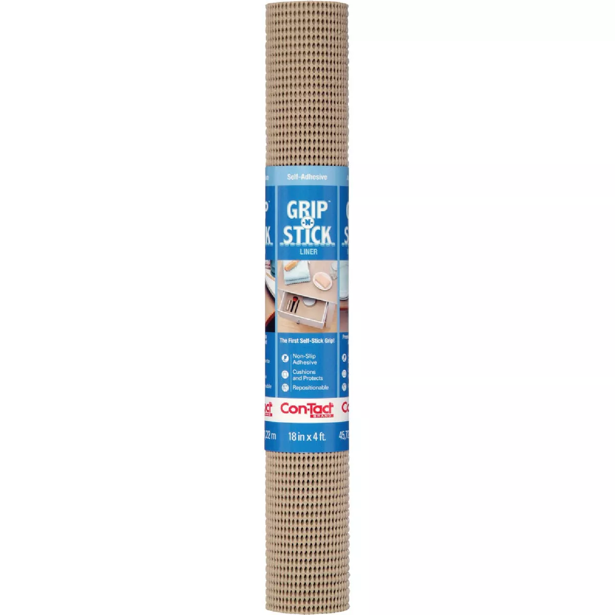Con-Tact Grip-N-Stick 18 In. x 4 Ft. Taupe Self-Adhesive Shelf Liner