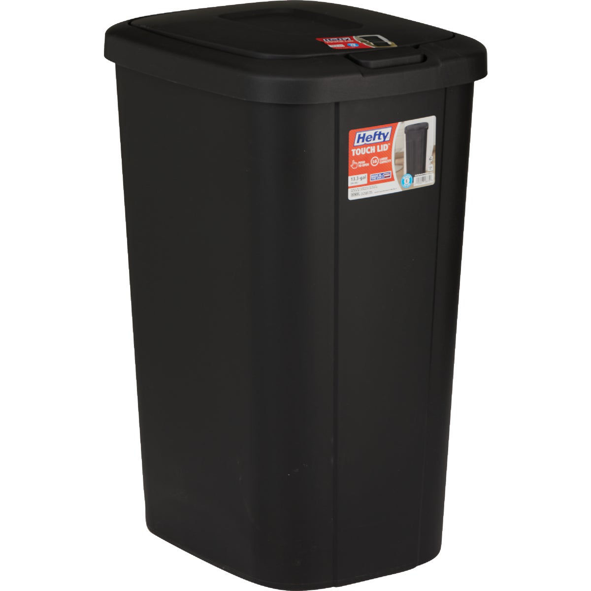 Hefty 13 Gal. Black Wastebasket with Lid Do it Best