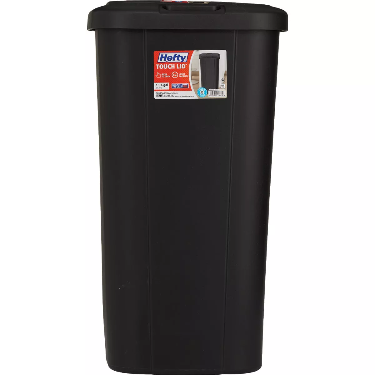 Hefty 13 Gal. Black Wastebasket with Lid - photo 4