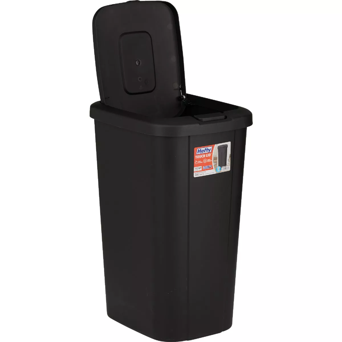 Hefty 13 Gal. Black Wastebasket with Lid - photo 3