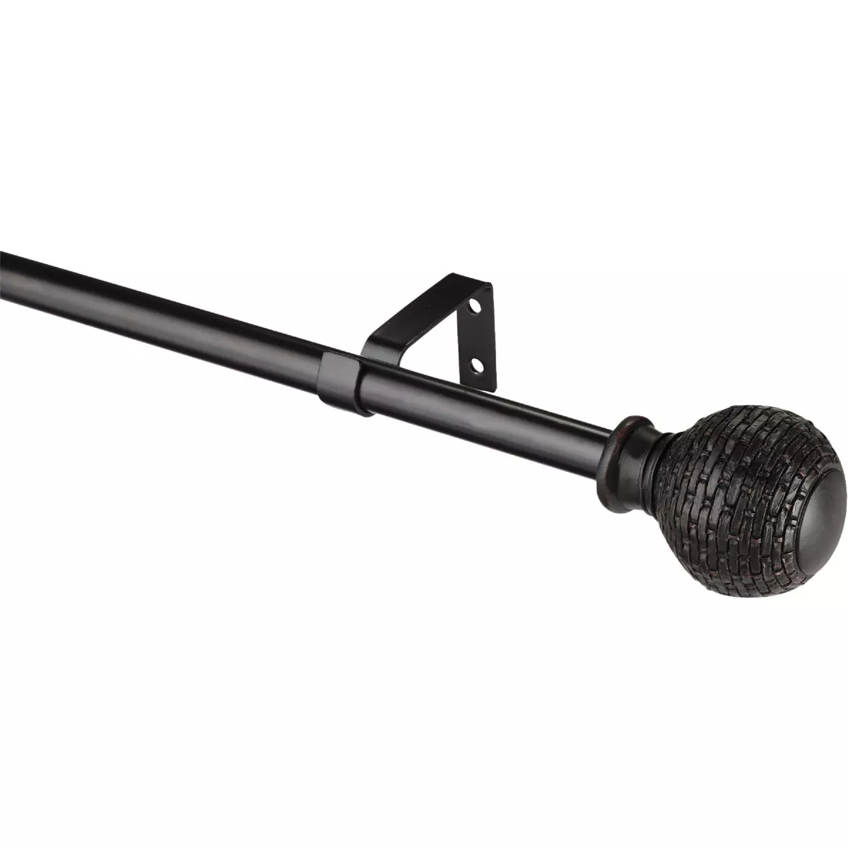 Kenney Woven Ball 28 In. To 48 In. 5/8 In. Single Brown Curtain Rod