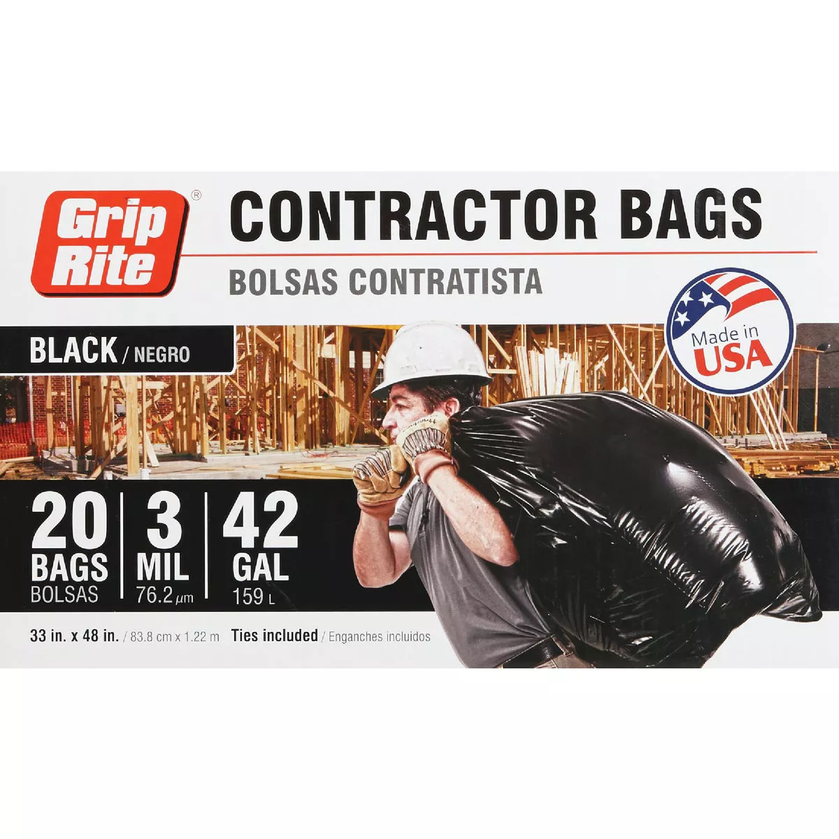 Grip-Rite 42 Gal. Contractor Black Trash Bag (20-Count) - photo 2