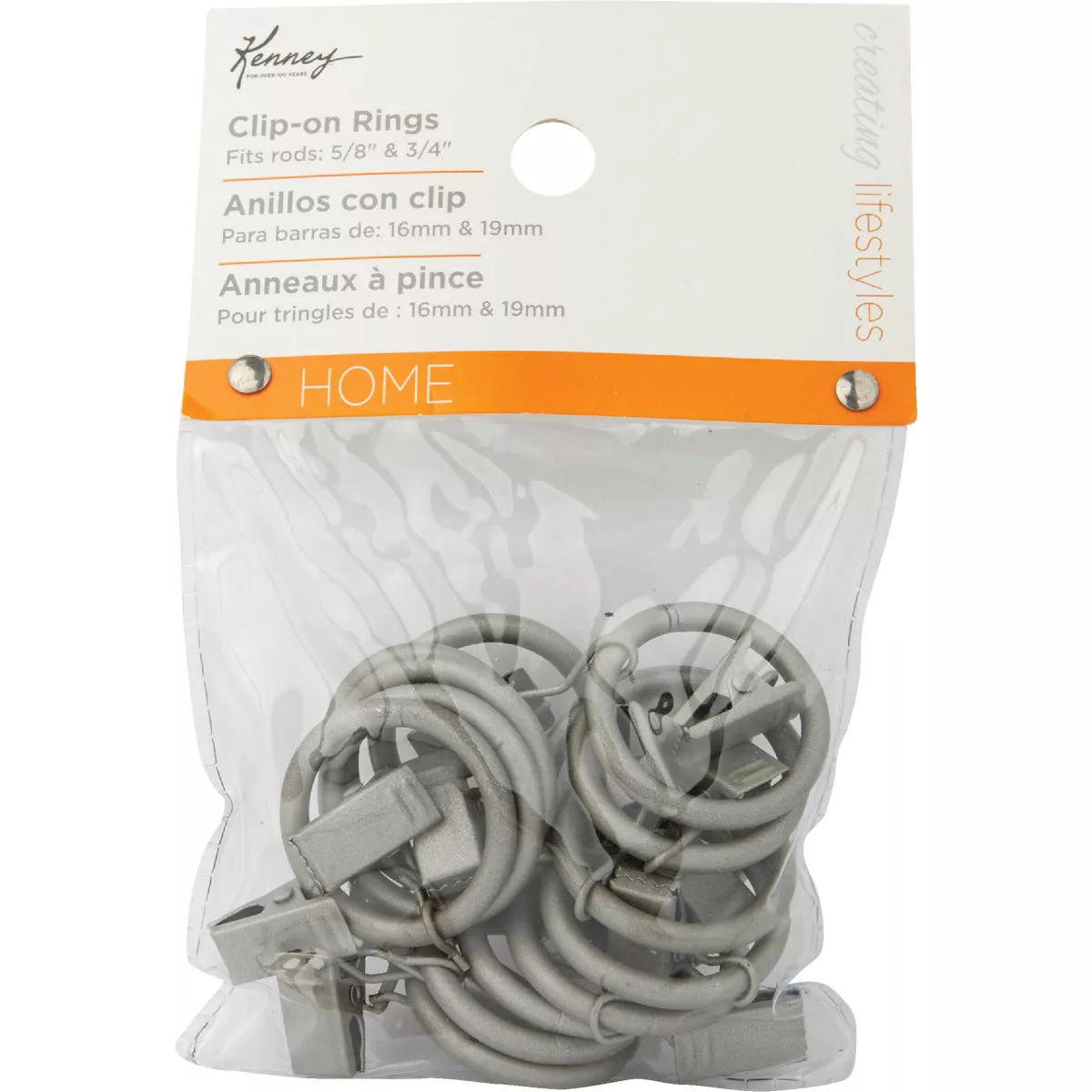 Kenney 5/8 In. To 3/4 In. Clip Curtain Ring, Pewter (14-Pack) - photo 2