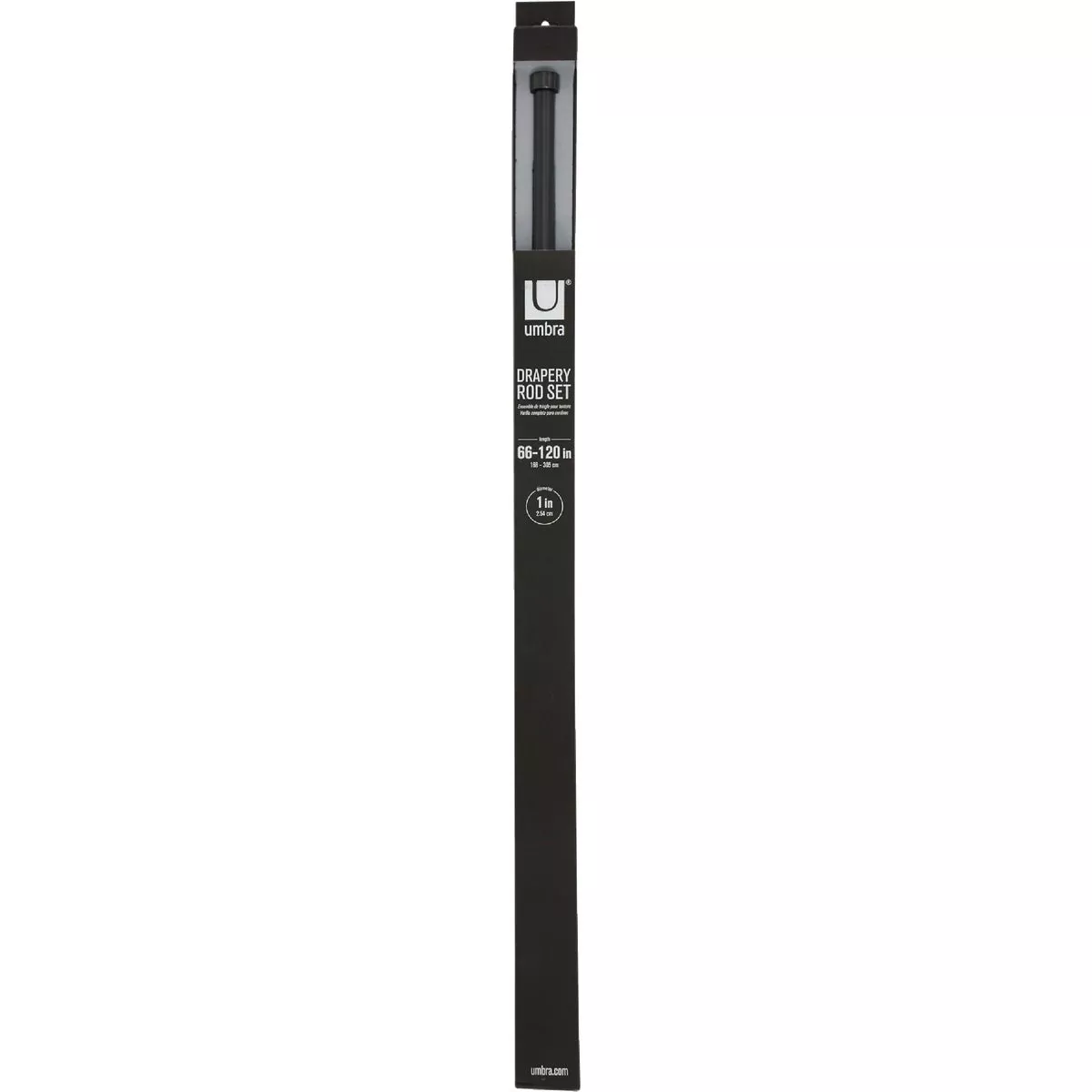 Umbra Cappa 66 In. To 120 In. 1 In. Single Curtain Rod, Black - photo 2