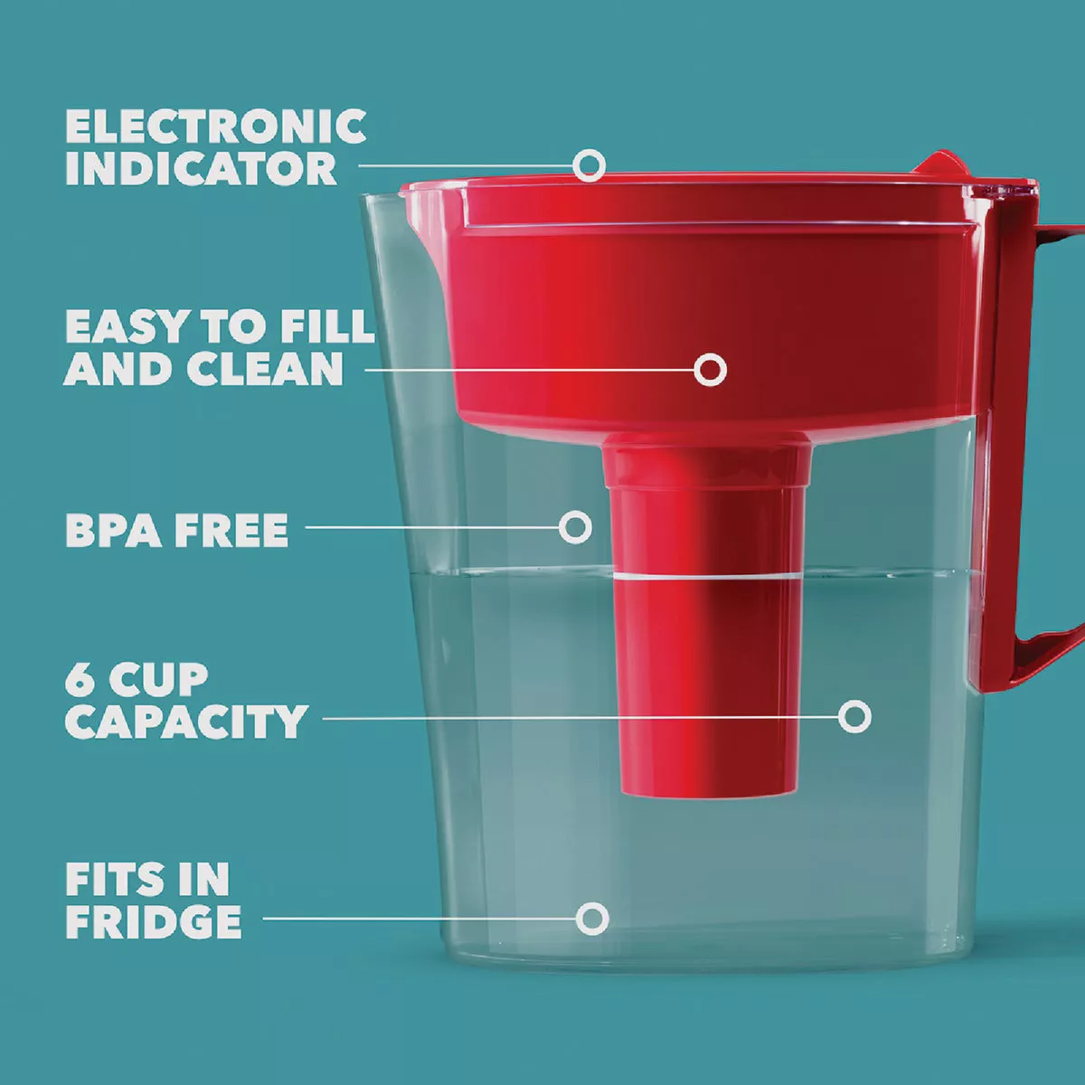 Brita 6-Cup Red Water Filter Pitcher - photo 4