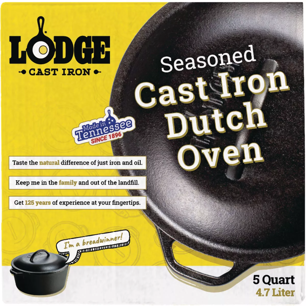 Lodge 5 Qt. Dutch Oven with Cast Iron Lid - photo 2